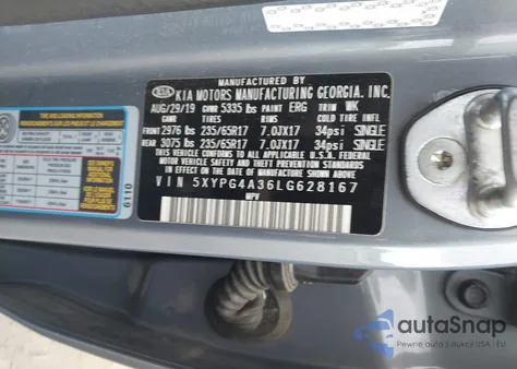 2020 Kia Sorento 2.4L Lx from USA, damaged, VIN 5XYPG4A36LG628167